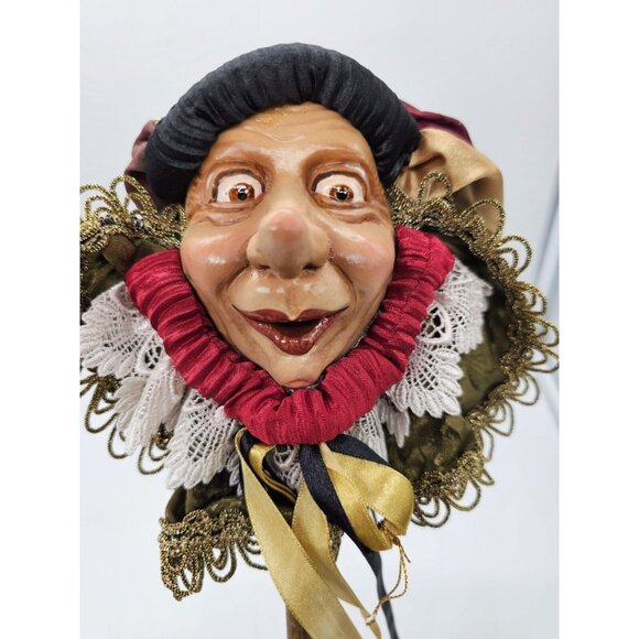 Katherine's Collection Mardi Gras Jester Doll Head On Stick Wand Wayne Kleski? - Picture 11 of 11